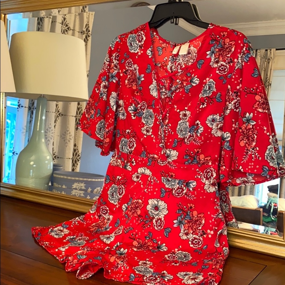 Red Floral Romper